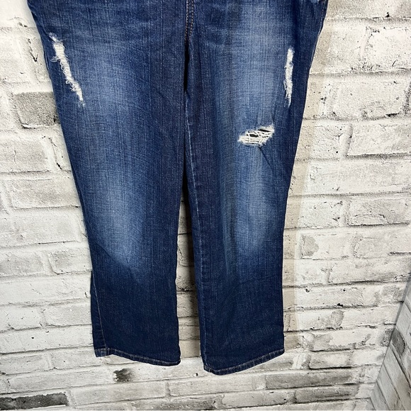Guess Distressed Denim Straight Leg Jean Overalls - Picture 6 of 12